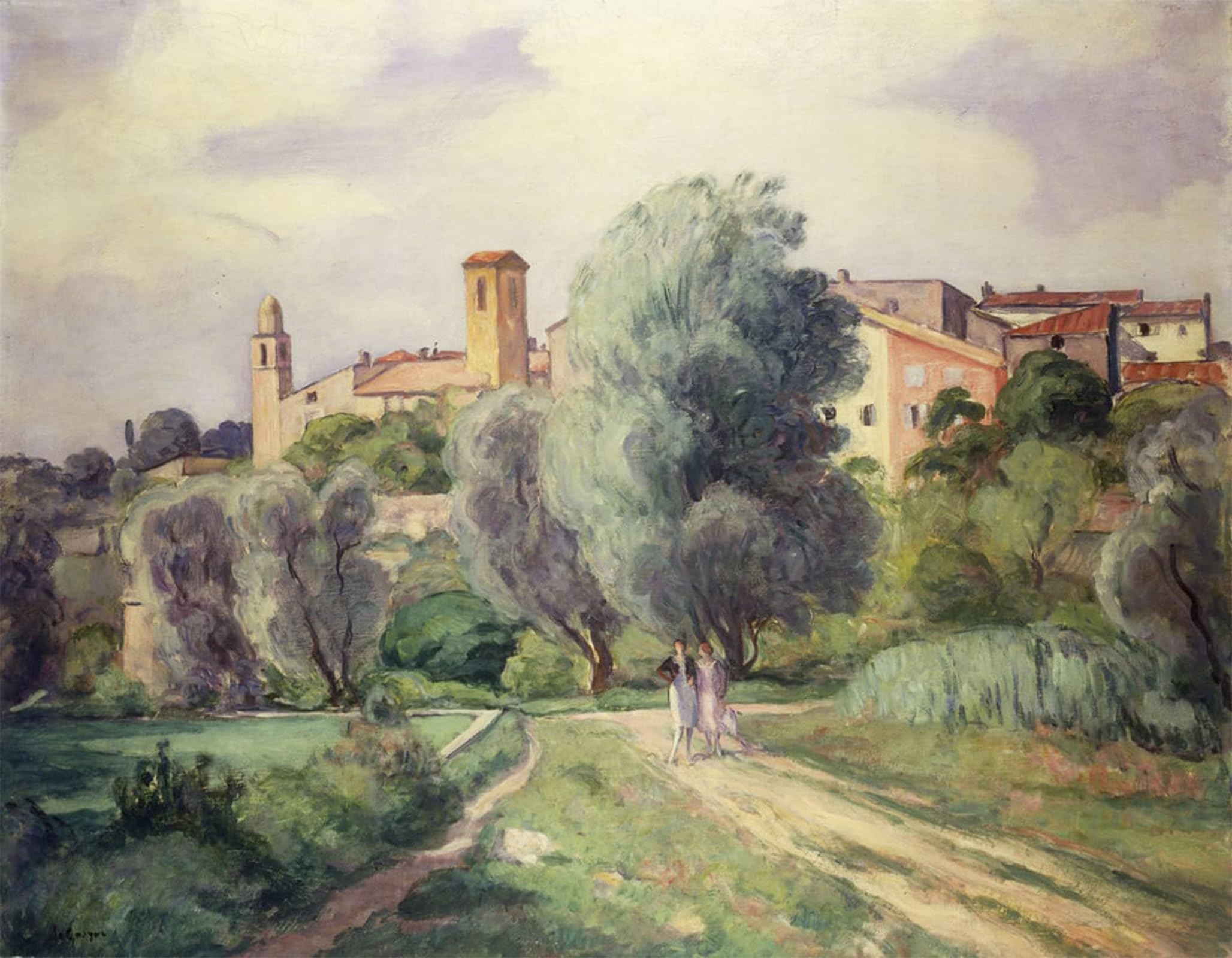ARTXLXXBN Famous Painting Canvas Artwork Graffiti Print Two Women in the Countryside by Henri Lebasque Portrait Canvas Image for Home Decor 60x90cm