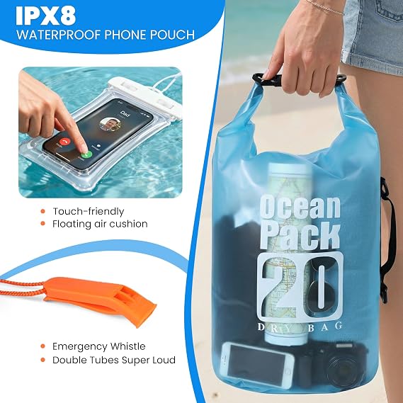 TILYMOL Waterproof Dry Bag Backpack for Kayaking, paddle boarding - 20L
