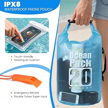 TILYMOL Waterproof Dry Bag Backpack for Kayaking, paddle boarding - 20L