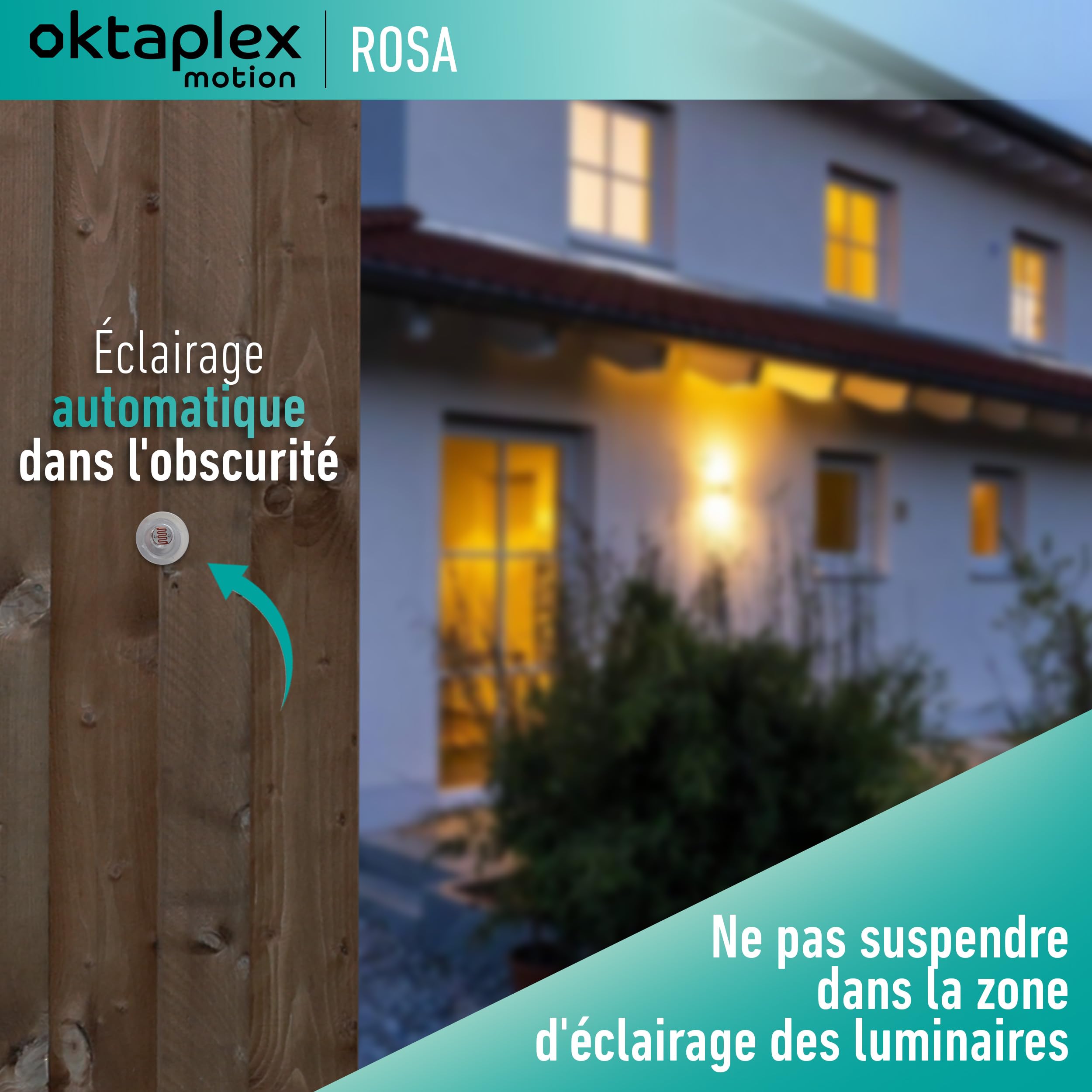 Oktaplex Rosa mini wbudowany przełącznik zmierzchowy czujnik zmierzchu zewnętrzny i wewnętrzny IP65 230 V biały