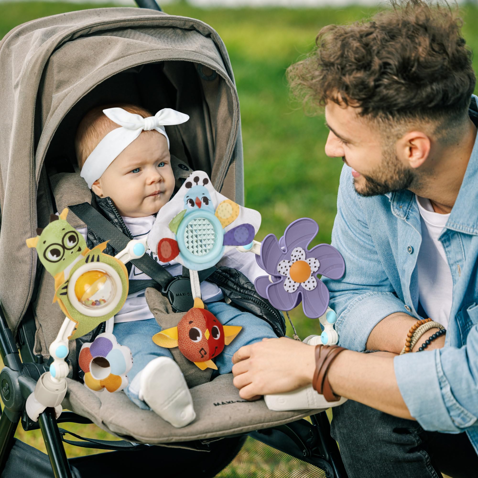 Tiny Love Born To Party Arco Gioco Passeggino con Clip Aggancio Universale, giostrina passeggino neonato, Compatibile con Passeggini, Gioco Educativo per Bambini, Collezione Born To Party