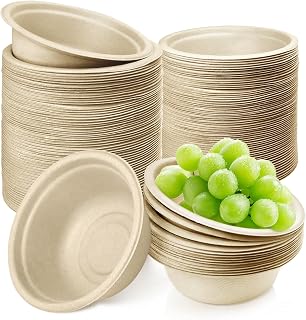120 Pcs 12 oz Brown Sugarcane Biodegradable Bowls Disposable Paper Bowls Compostable Soup Bowls for Salad,Hot Soup,Pasta and Dessert