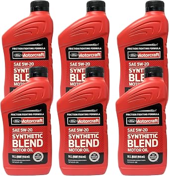 OEM Engine Oil SAE 5W20 Synthetic Blend Motor Oil Pack of 6. High Performance SAE 5W-20 Full Synthetic Oil for Optimal Engine Protection, Deposit Prevention, Oxidation Resistance