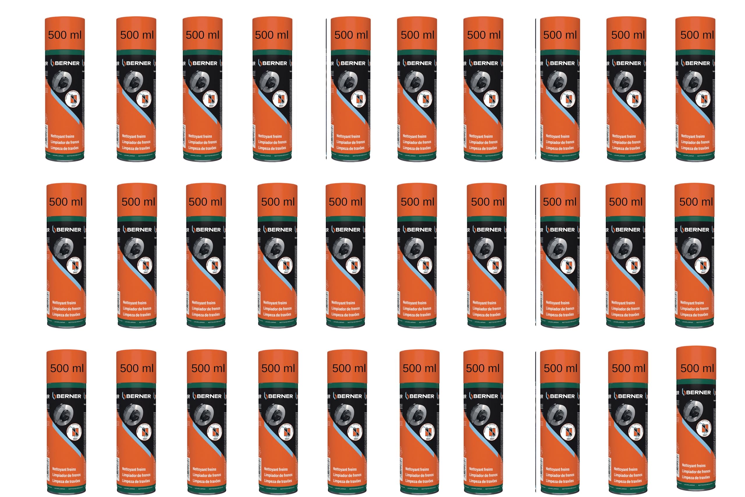 Berner: Pulitore Freni Spray 30 Pezzi da 500 ml