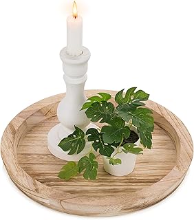 Hanobe Wooden Tray for Coffee Table: Candle Holder Plate Round Decorativ...