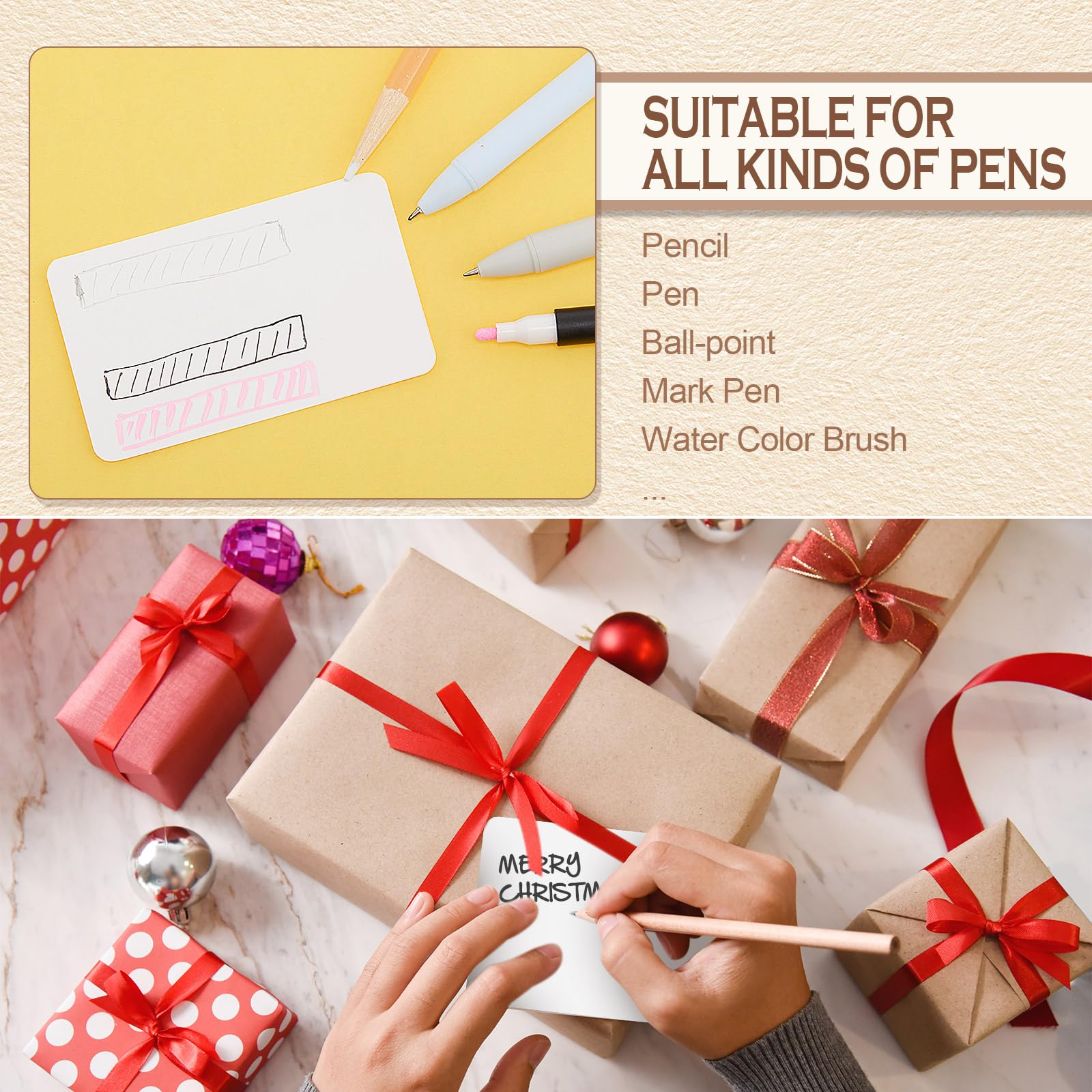 1000 Stück kleine Blanko-Visitenkarten, 8,9 x 5,4 cm, Kraftpapier, weiß, Dankeskarton, Nachrichten, Notizen, Tags für Studium, Index, Flash, DIY, Business Wertschätzung