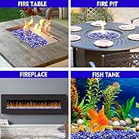 Vista 5 de Fire Pit Glass, Cobalt Blue Firepit Rocks for Propane Firepit, Fireplace and Outdoor Decorative, 3/4 High Luster 10LB Round Fire Glass Beads Azul