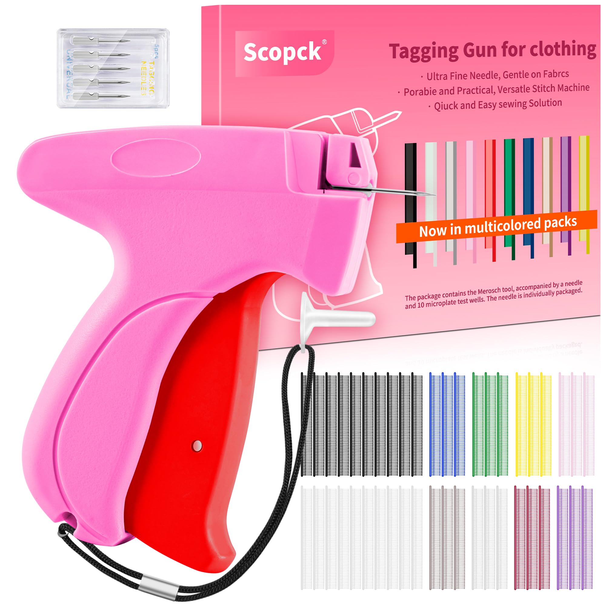 Stitch Gun for Clothes - Handheld Stitch Gun Quick Clothing Fixer - Tagging Gun - Includes 6 Needle, 1000 Black Fasteners &amp; 1004 White Fasteners