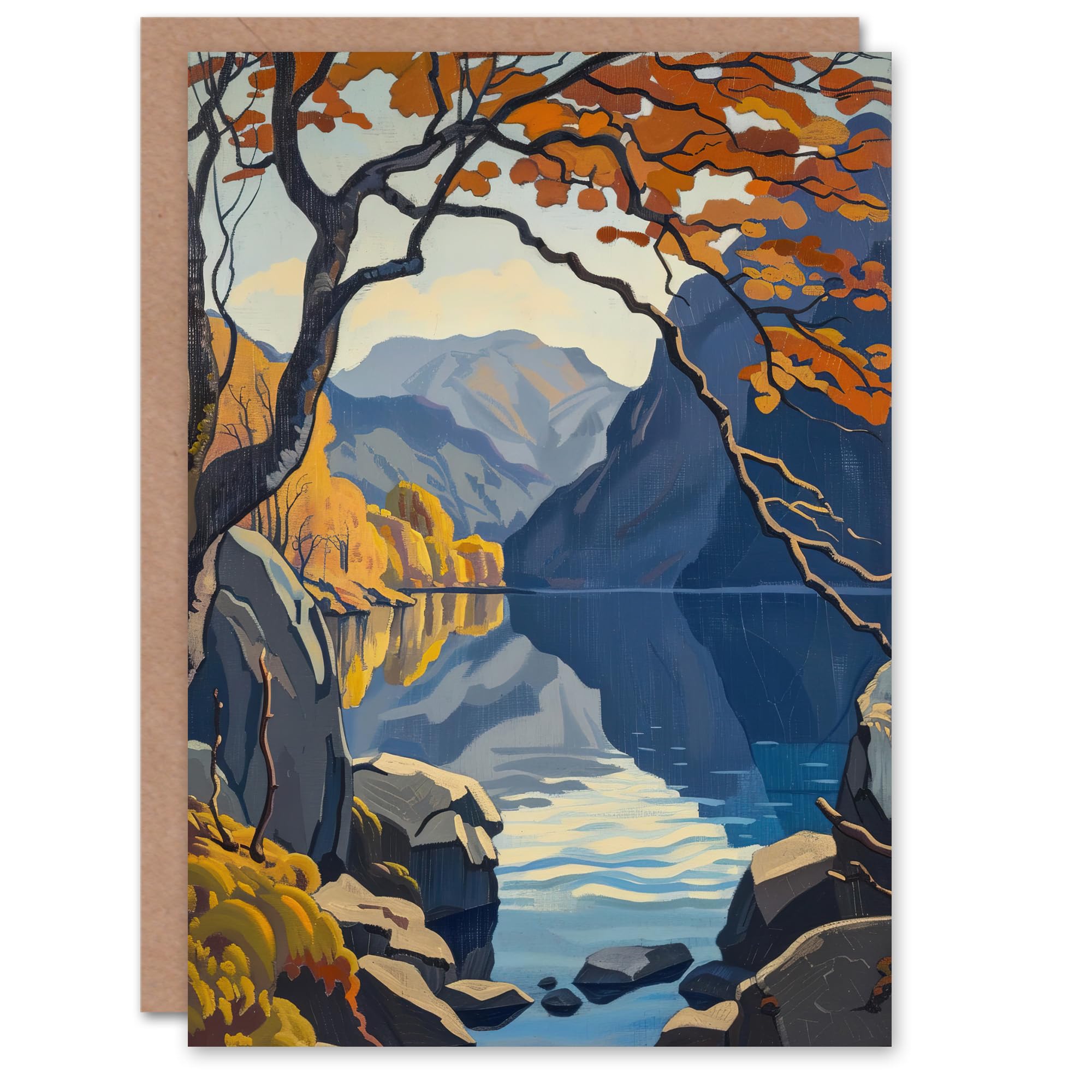 Artery8 Greeting Card Autumn Tree Lake District Cumbria Mountains Blank For All Him Or Her Art Birthday Card