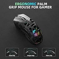 Vista 9 de Aula SC620 - Ratón inalámbrico para juegos, triple modo de 2.4 GHz/USB-C/BT5.3 con 12000 DPI, mouse macro gamer programable con llave de fuego