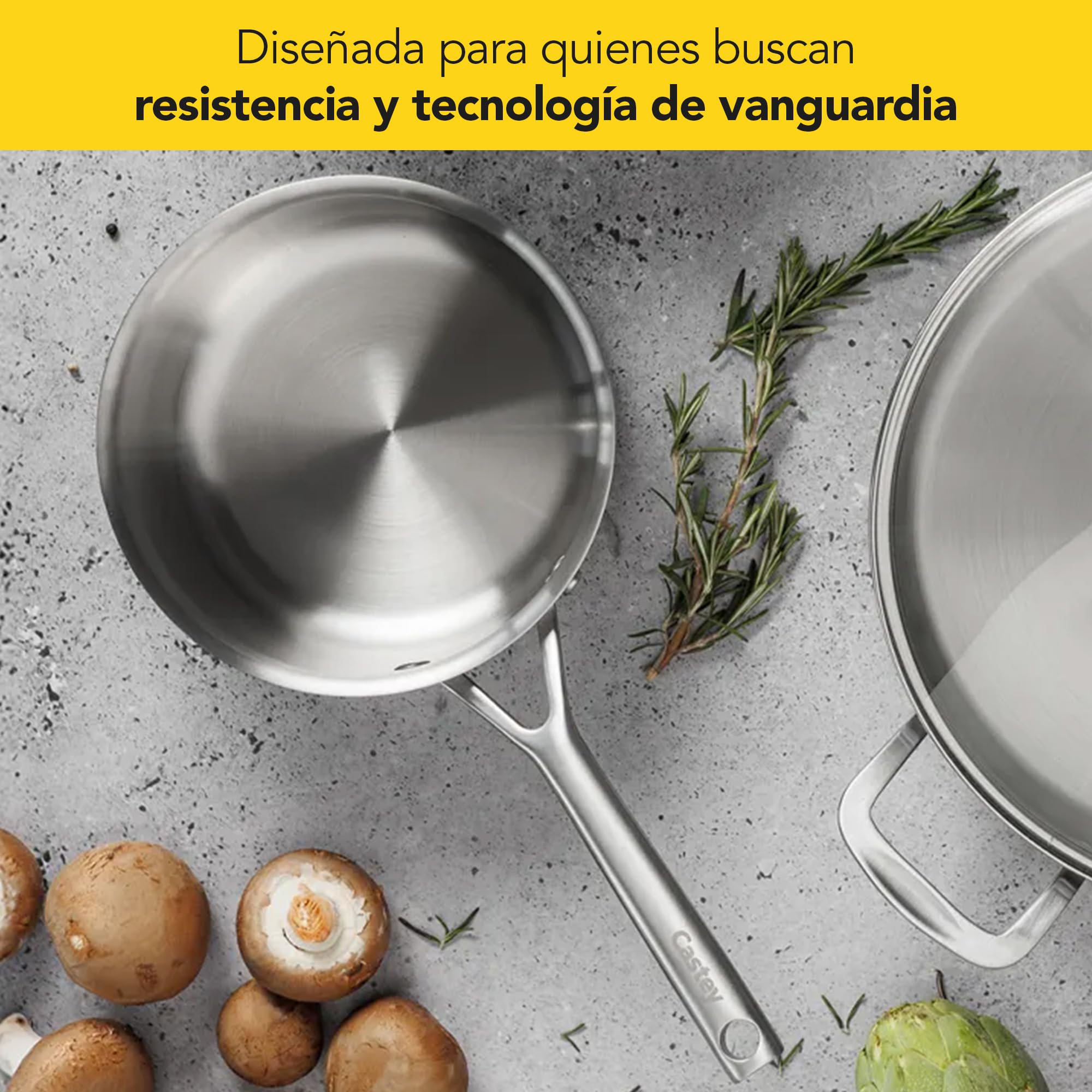 CASTEY - Cazo de Inducción de Trimetal Malmö, 18 cm, Color Plata, de Acero Inoxidable, Resistente a las Altas Temperaturas, Distribuye el Calor de Forma Homogénea