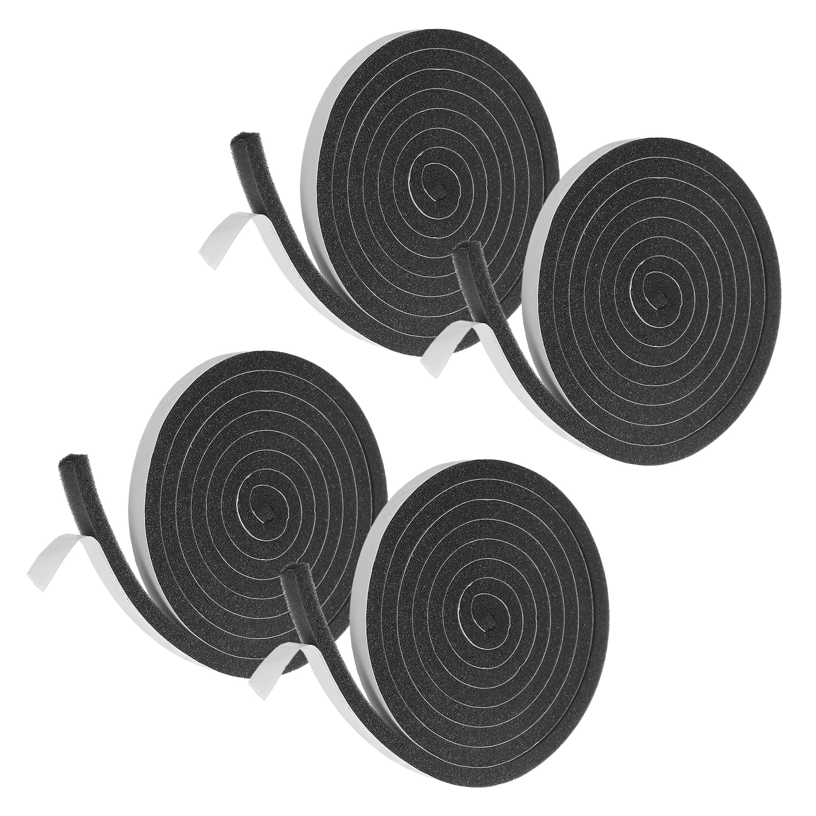 sourcing map Weather Stripping Door Seal, 4 Rolls 10mm x 8mm Adhesive Foam Tape Seal Soundproof Insulation Strips for Door Frame Window Gaps (26 Feet Total, 6.5 Feet/Roll)