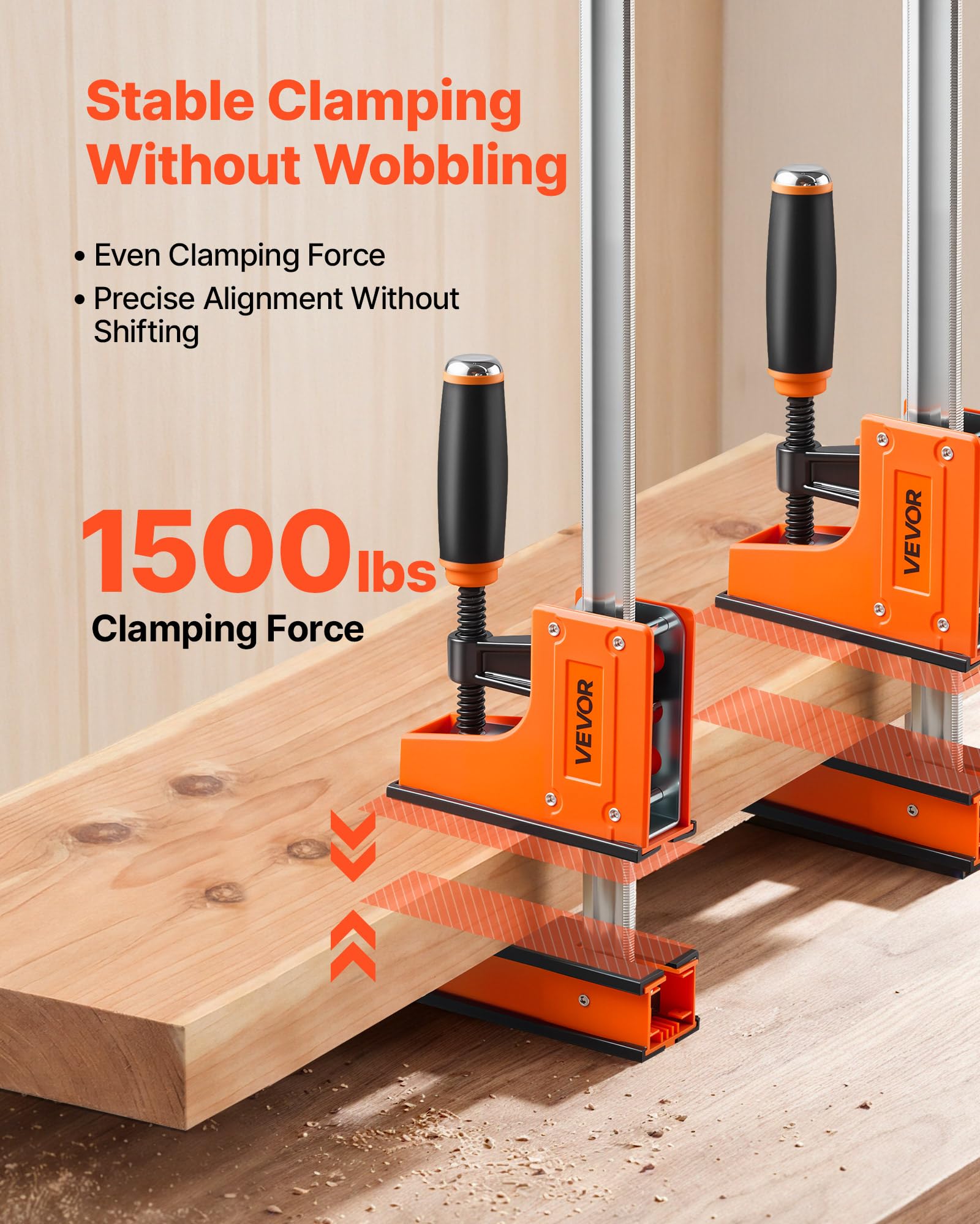 VEVOR Serre-joints à Barre 4 PCS Pince en F Ouverture 60,96 cm Force 680 kg, 2 Modes Pince/Écarteur, Patins en Caoutchouc, Poignée Ergonomique, Barre en Acier au Carbone, pour Travaux du Bois et Métal