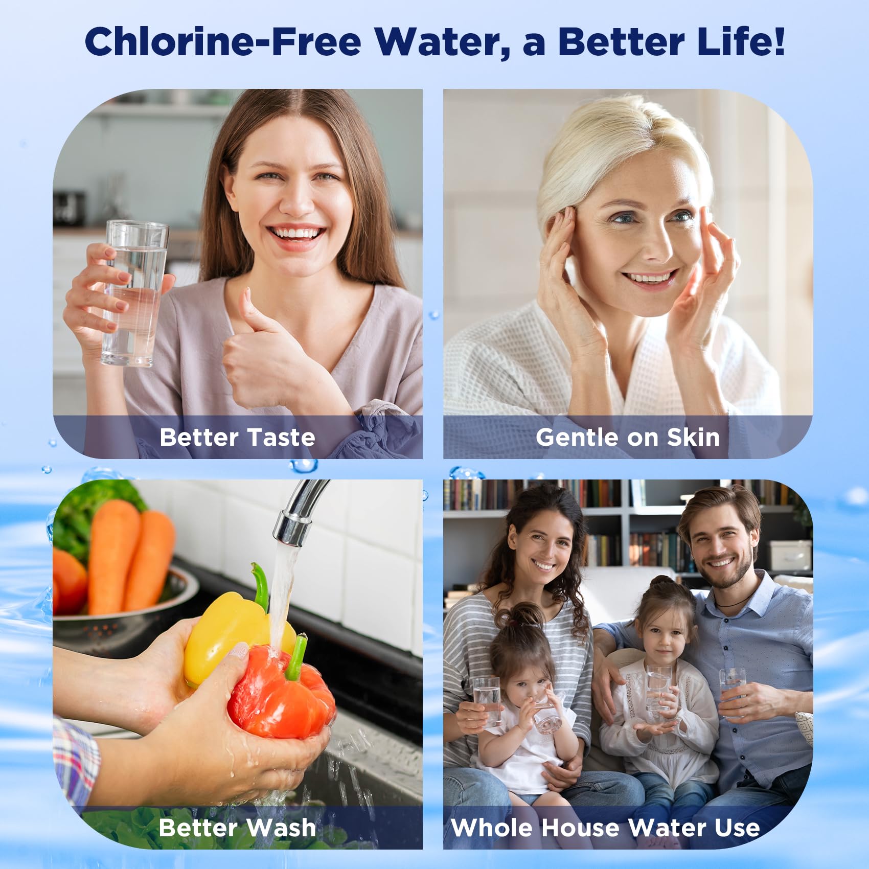 Membrane Solutions Filtre à eau en charbon actif 10"x 2,5", compatible avec le système de filtration domestique sous évier et sur le comptoir, filtration du goût, élimination du chlore, 4 Pack