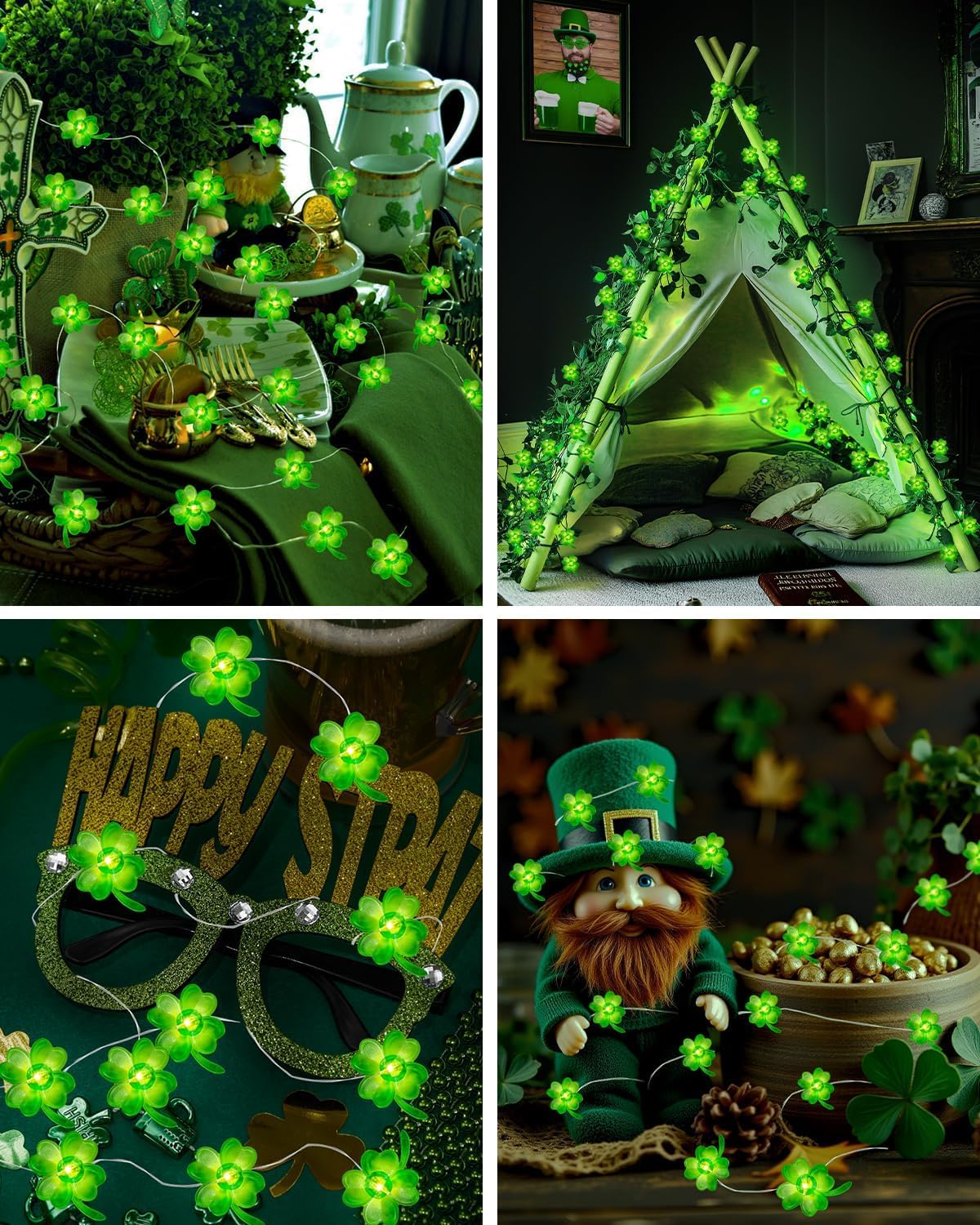 SOPSTUO St Patricks Day Decorations, St. Patrick's Day Lights, 10 Feet 30 LEDs Shamrock Lights - Image 4