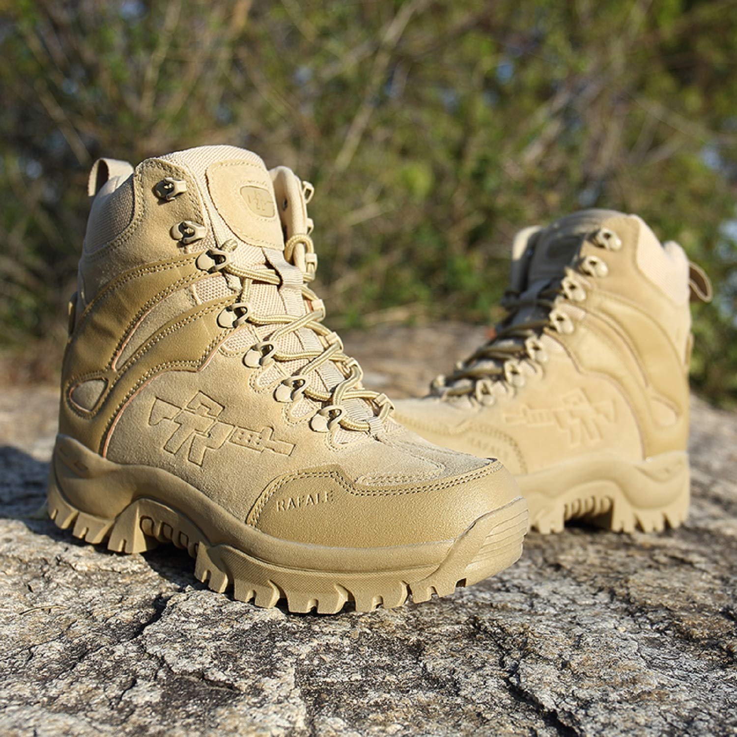 AONEGOLD Hommes Bottes de Randonnée Tactiques Militaires de Combat Bottes Chaussures de Trekking extérieures Respirantes Antidérapant
