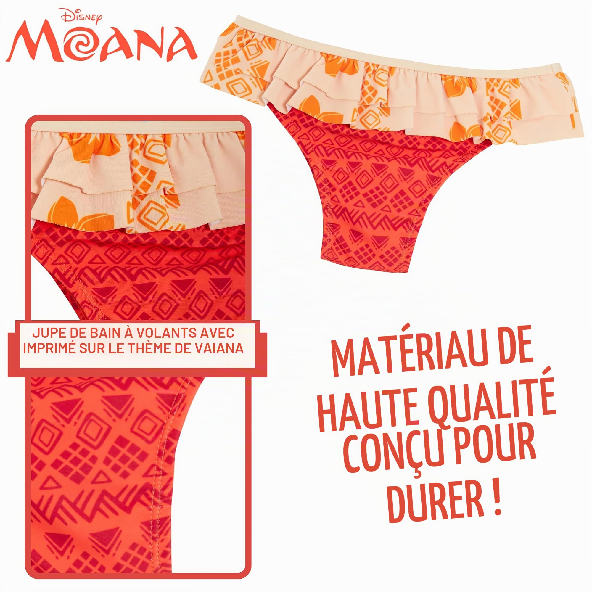 Disney Maillot de bain 2 pièces Moana pour fille - Pour piscine et plage