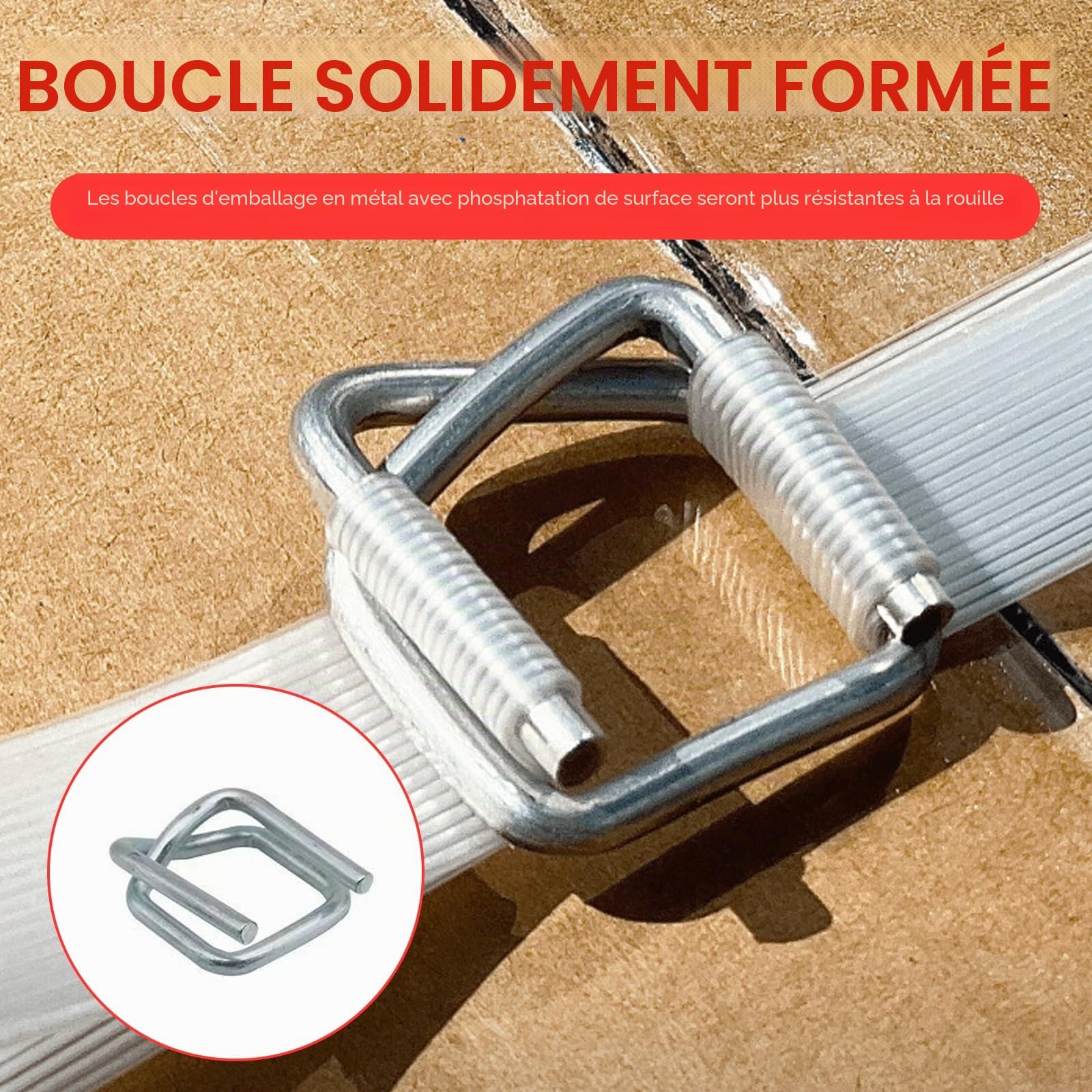 Outil De Cerclage Manuel, DéVidoir De Ruban AdhéSif Ruban De Cerclage Pour Emballage (100 M De Ruban De Cerclage De 19 Mm 100 Boutons PhosphatéS De 19 Mm 20 Coins D'Emballage De 32 Mm 1 Tendeur)