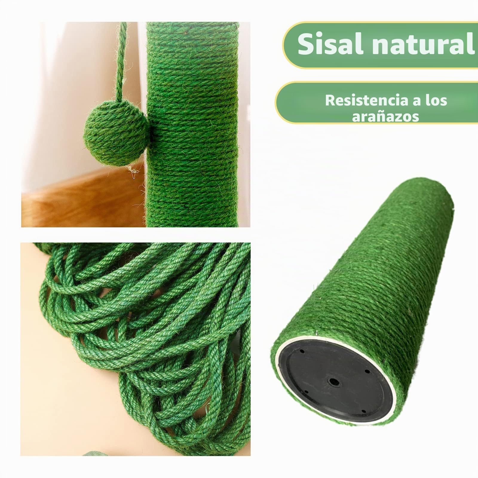 2 Piezas Poste De Repuesto Para Rascadores Para Varios Rascador Para Gato De Sisal, Auténtico Sisal Con Interior Hilo De Varias Longitudes Accesorios Diámetro 7 Longitud 30cm verde
