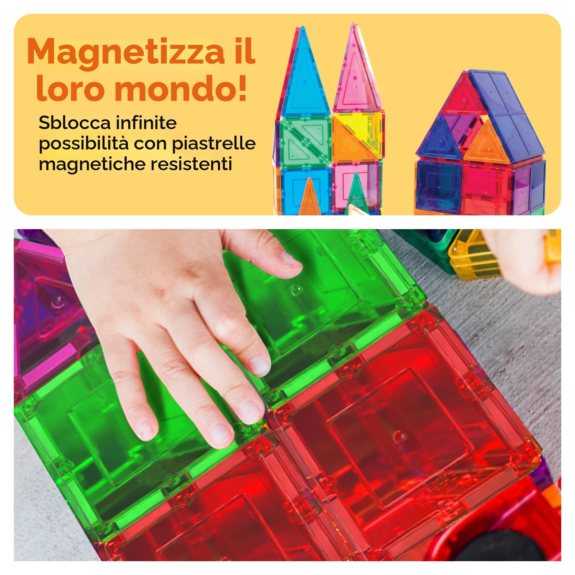 PicassoTiles 100 Pezzi Set 100 Pezzi Piastrelle Magneti Costruzioni Trasparenti Blocchi Magnetici 3D Costruzione Playboard, Creatività Oltre L'immaginazione, Ispirazione, Ricreativo