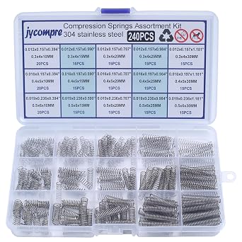 240pcs Small Compression Springs Assortment Kit، 15Different Sizes 304 Stainless Springs for DIY Repairs Project