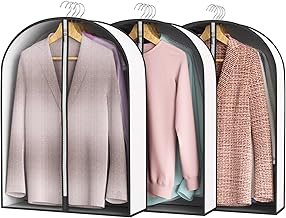 32” Garment Bags for Hanging Clothes 4” Gusseted - with Clear Window, Breathable Fabric, Metal Zipper, Suit Coat Fur Protector for Closet storage, clothes Season Off, Moving, 3 Pack
