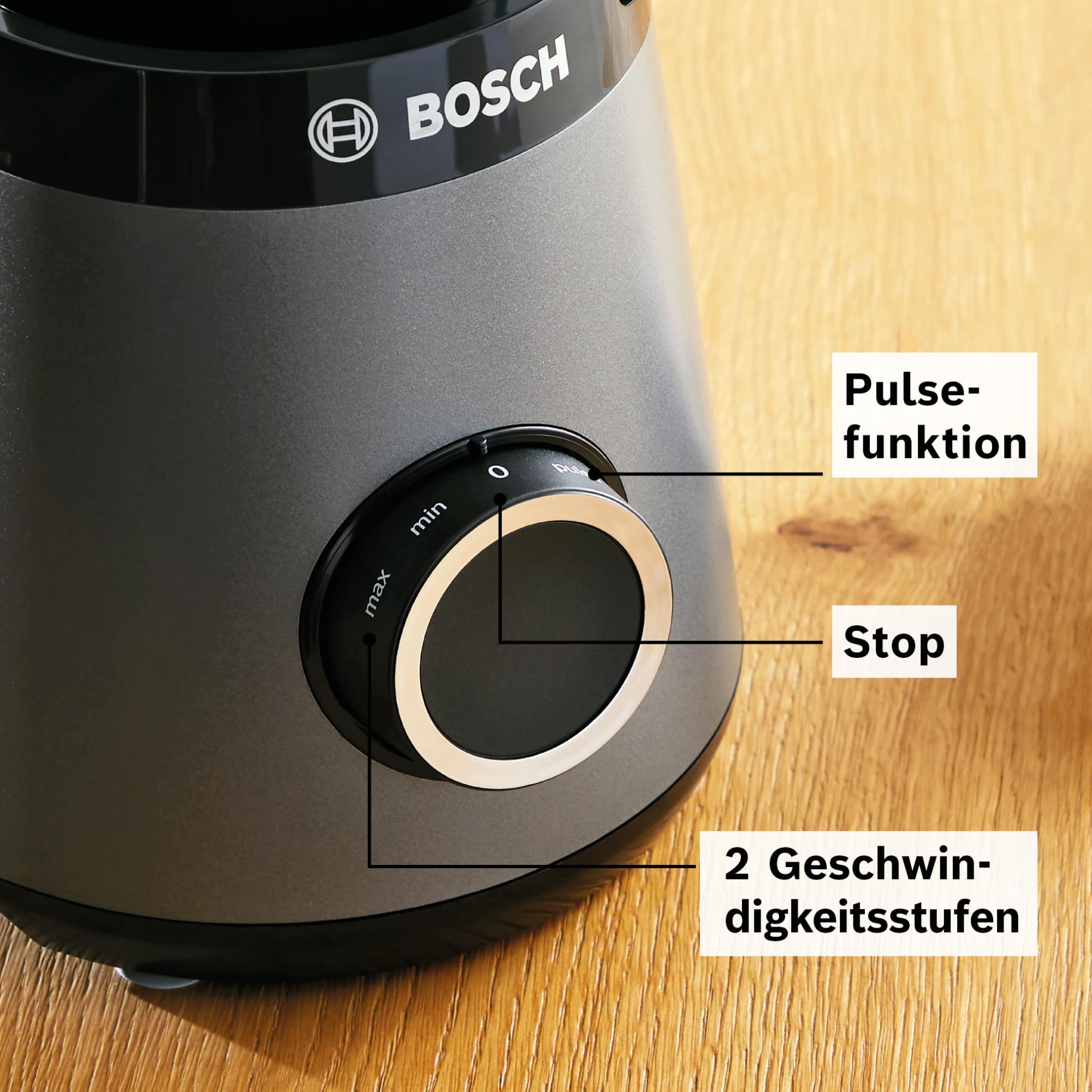 Bosch Electroménager - MMB6174S Serie 4, Mixeur VitaPower mixage direct dans une bouteille ToGo, Système ProPerformance, Moteur de 1200W, Métallique