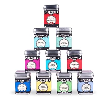 Spicewalla Essential Spices and Seasonings Set 10 Pack Variety | Garlic, Onion, Paprika, Crushed Red Pepper, Oregano, more| Kitchen Cooking Set for Apartment and Home | House Warming Gift Set