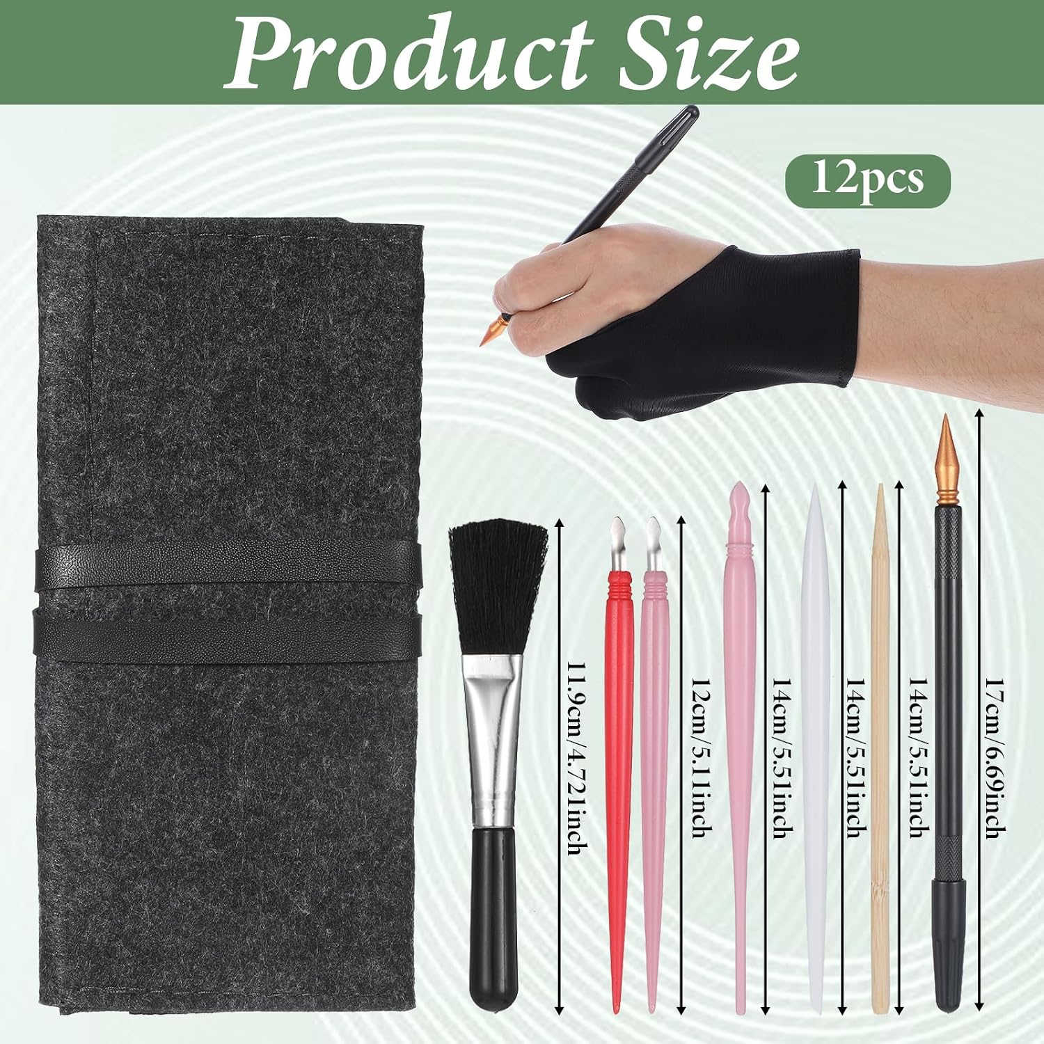 12 Pieces Scratch Art Tools, Scratch Painting Art Tool, Drawing Kit Including Artist Glove, Storage Bag, Dual Tip Coloring Pens, Plastic and Wooden Stylus, Scrapers, Clean Brush for Adults