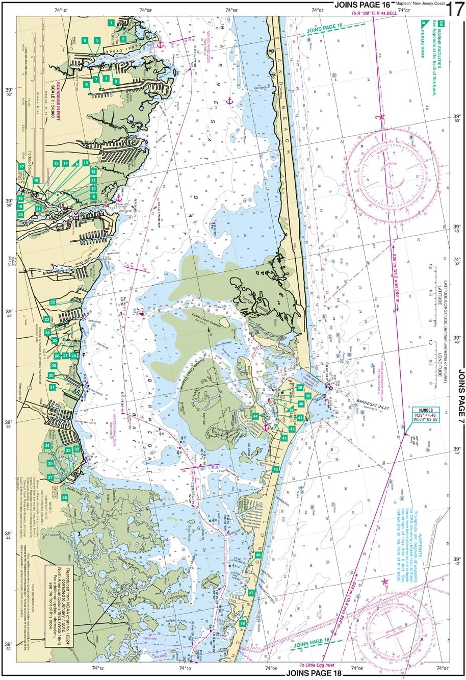 MAPTECH New Jersey Coast. Raritan Bay to Cape May, Waterproof Chartbook WPB0360 3rd Edition