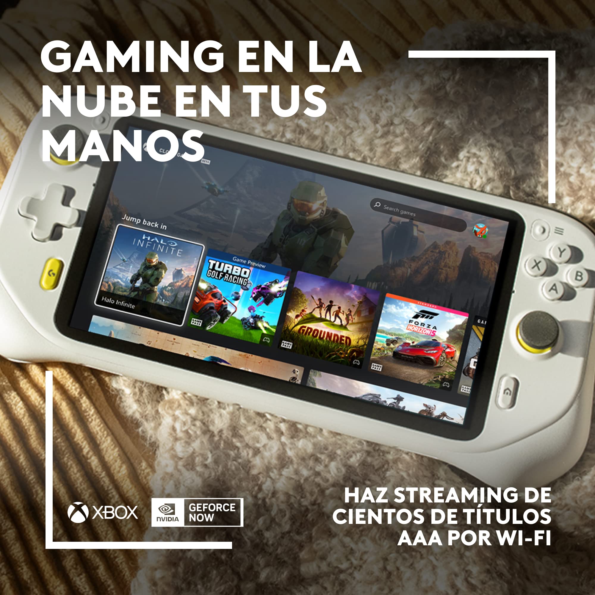 Logitech G Cloud Gaming Handheld, consola portátil con batería de larga duración, pantalla táctil 1080P de 7 in, Xbox Cloud Gaming, NVIDIA GeForce, Google Play - Blanco