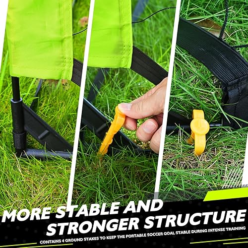 Miniatura 6 de Portería de fútbol portátil de 5 x 3, 6 x 4, 9 x 5 pies, para patio trasero, red de práctica de fútbol plegable con bolsa de transporte para niños