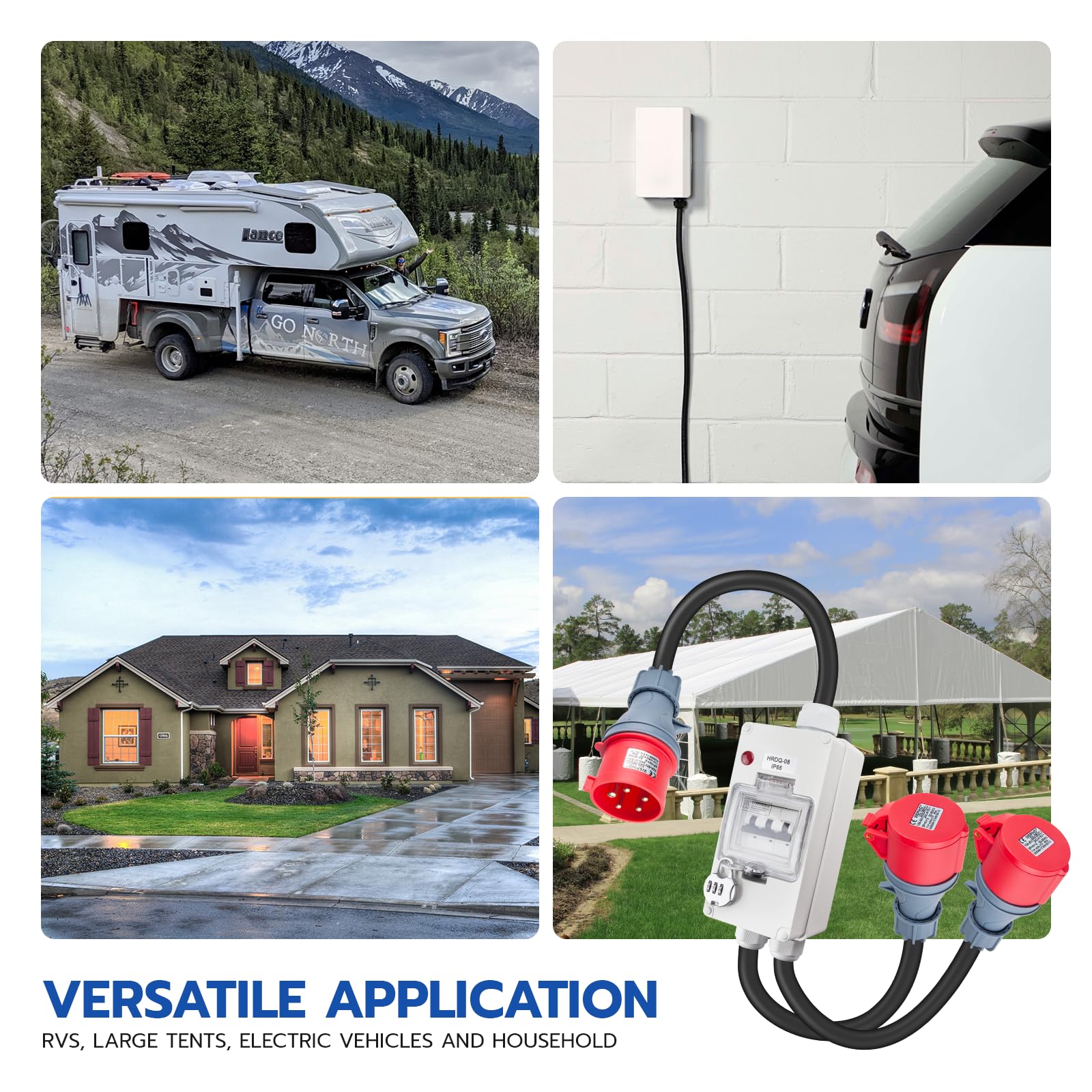 Starkstrom Adapter 32A auf 16A mit Leitungsschutzschalter,CEE Adapter 32A Stecker 16A Kupplung mit 2,5 mm² CEE Verlängerungskabel für Camping, Werkstatt, Baustelle und Außenbereich