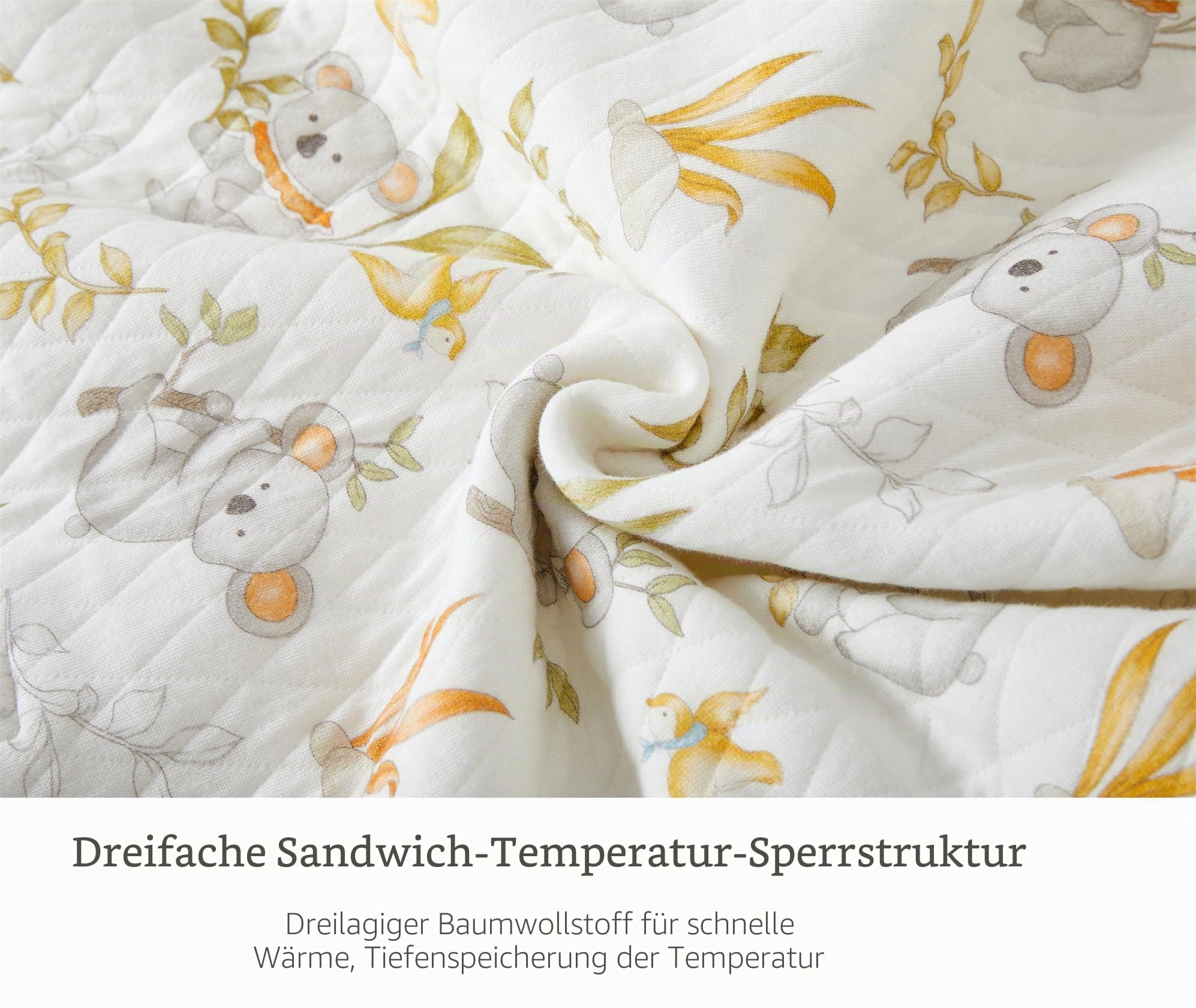 Chilsuessy Baby Ganzjahres Schlafsack mit Füßen 1.5 Tog 2er Pack Kleinkind Schlafsack mit Beinen Baumwolle, 1.5 Tog/Eichhörnchen + Koala, 90cm/Baby Höhe 100-110cm