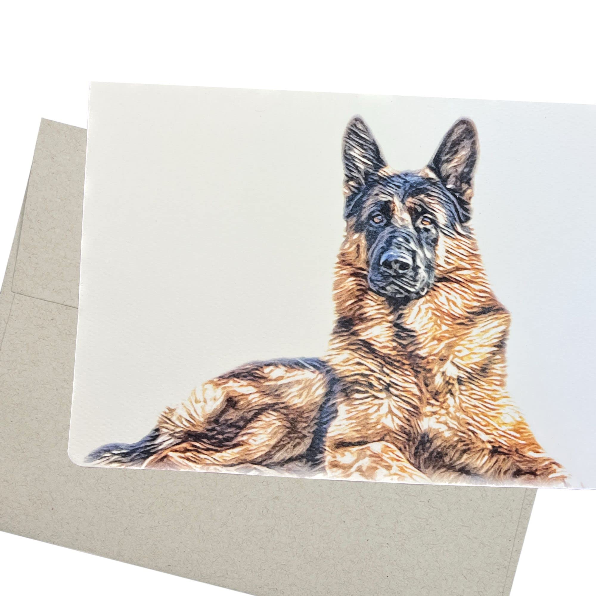 German Shepherd Greeting Card (5X7 Inch, Blank Inside) for German Shepherd Birthday Cards, Police Academy Graduaiton Cards, Pet Sympathy - 22