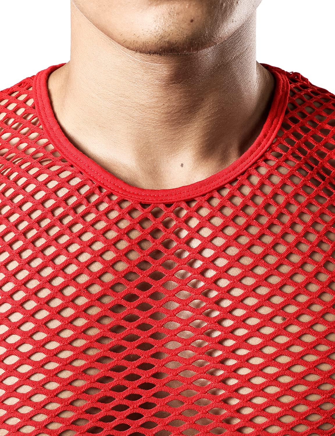 JOGAL Men's Mesh Fishnet Fitted Sleeveless Muscle Top - Image 5