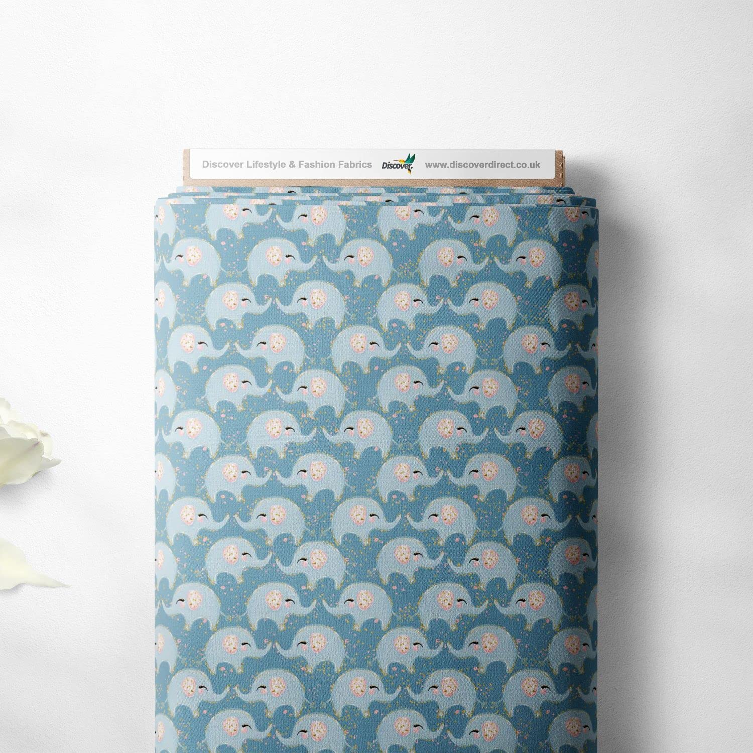 Discover Lifestyle & Fashion Fabrics Elephant 100% Cotton Harmony Nature Animals Design Children Kids Craft Fabric Material | 55" - 140 Cm Wide (Per Quarter Metre, )
