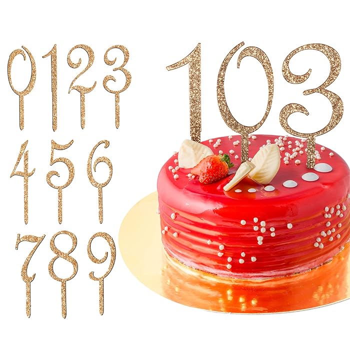 Buy Gold Happy Birthday Cake Toppers Set of 10 Acrylic Number Cake