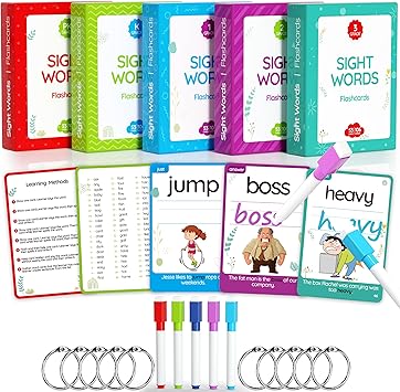 WJPC 275 Cards, 530PCS High Frequency Sight Words Flash Cards with Pictures, Sentences, for (Pre-Kindergarten, 1st, 2nd, 3rd 4th Grade, 4,5,6,7,8,9,10,11 Years Ages Kids Preschool, Homeschool