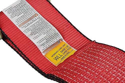 Miniatura 6 de Correas de trinquete de 4 pulgadas x 30 pies con gancho plano WLL 5400 remolque color rojo paquete de 2