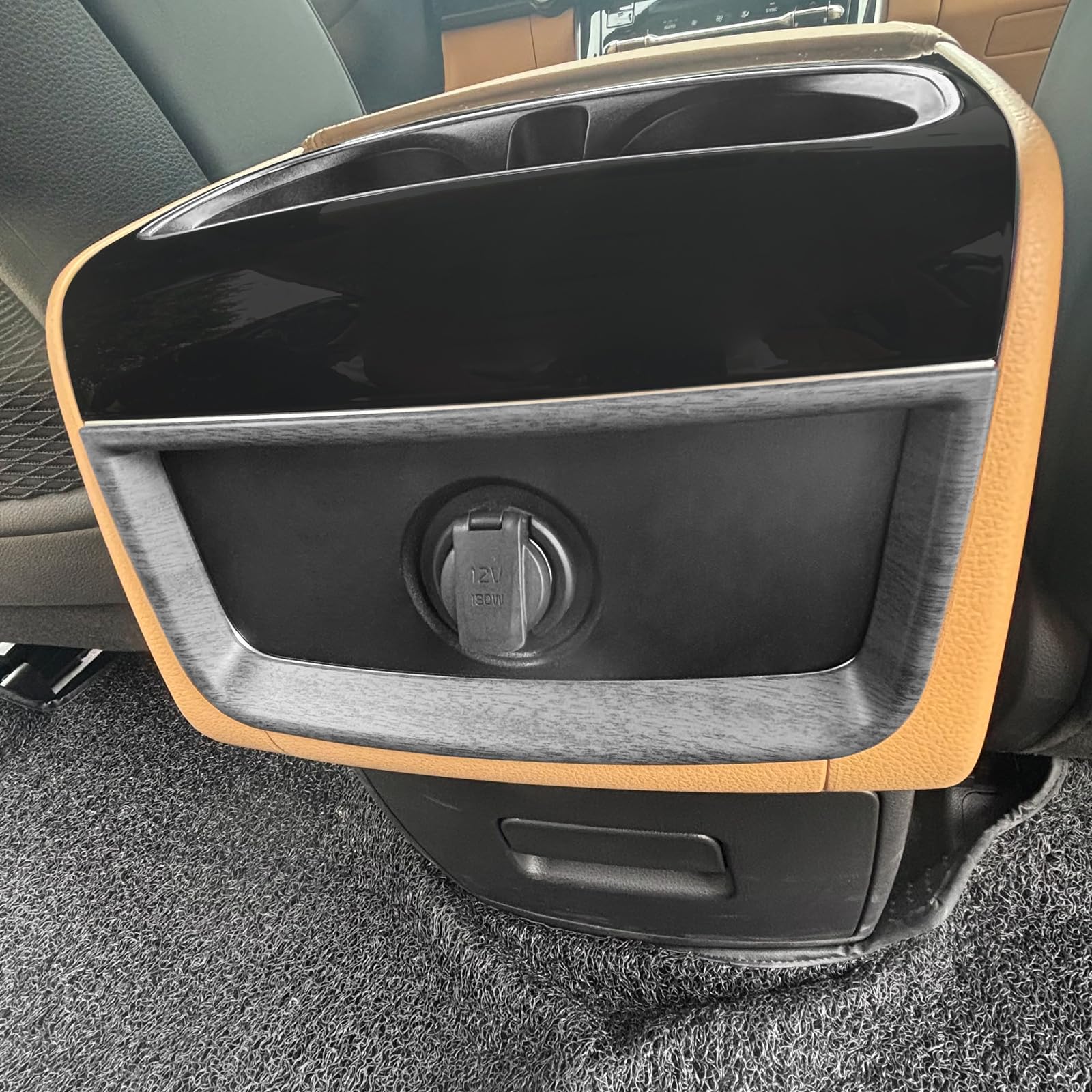 YOUTOOCAR Rear Center Console Power Panel Trim Cover Compatible with Kia Carnival 2021-2025 Accessories (Wood Grain)