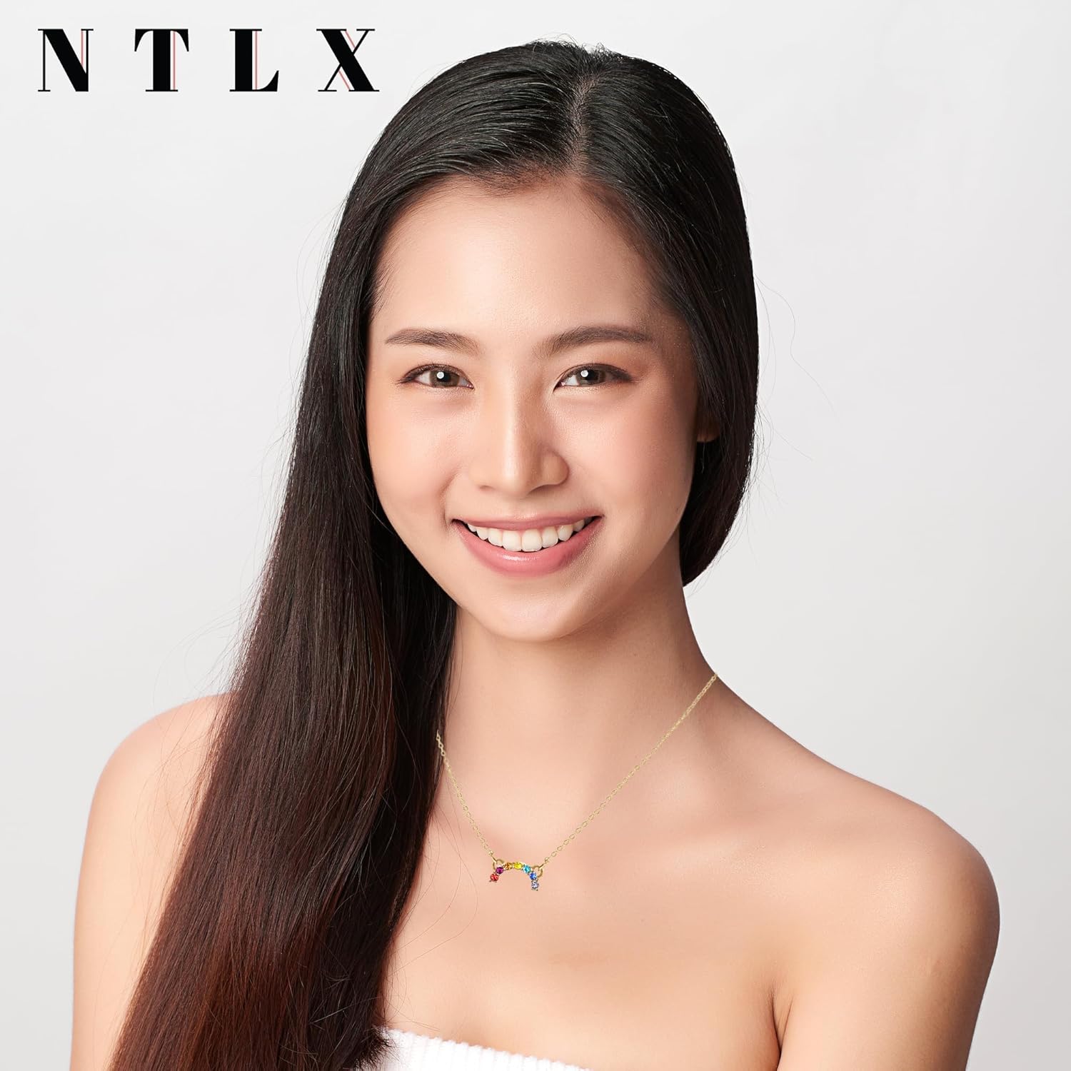 NTLX Rainbow Color Necklace Pendant for Women – Delicate & Elegant – 14K Gold Plated – Embellished with Beautiful Rhinestone Crystals – Gift Box Included - Image 4