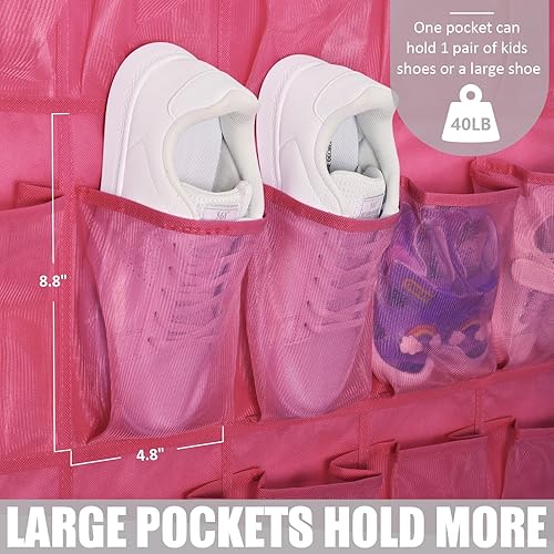 Miniatura 5 de Tiblue Organizador de zapatos sobre la puerta, 35 bolsillos de malla, organizador de zapatos colgante para zapatos, puerta, armario, entrada,