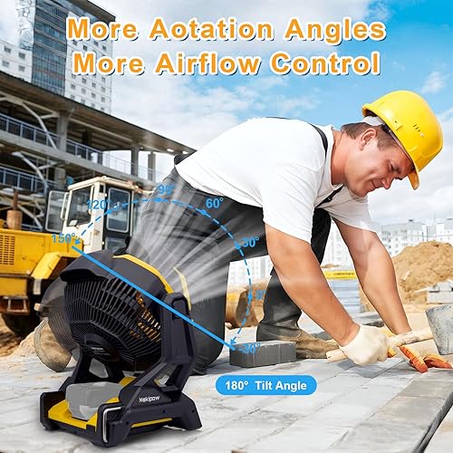 Miniatura 2 de Ventilador inalámbrico para el lugar de trabajo Dewalt de 20 V, ventilador portátil alimentado por batería con motor sin escobillas, velocidad