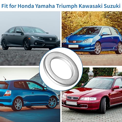 Miniatura 6 de 10 juntas de tapón de drenaje de aceite de aluminio, sellos de arandelas aplastantes para Honda Accord Civic CRV CR-V Acura Odyssey Pilot Fit