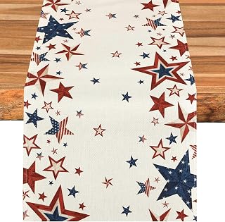 Bloss 4th of July Table Runner Stars Patriotic Runners Red White and Blue Table Runner for Independence Day Memorial Day, Fourth of July Decorations,13 x 72 Inch