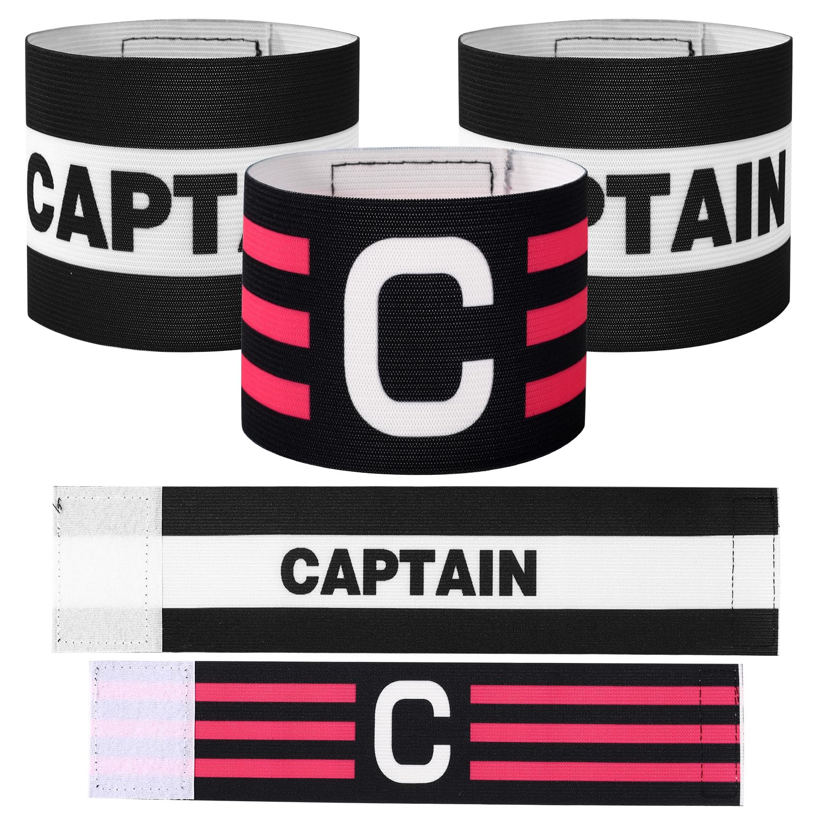3pz Fasce Capitano Calcio, Bracciali Regolabili Traspiranti Fascia Capitano Sport Accessorio per Calcio Rugby Basket Giovani e Adulti