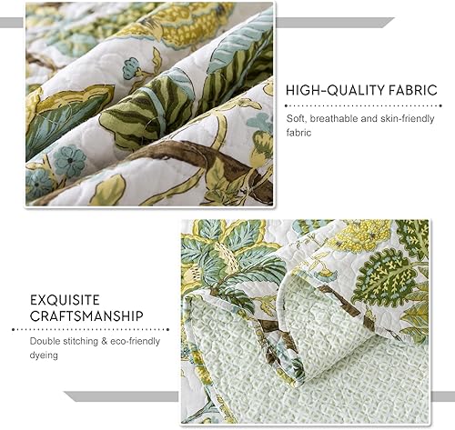 Miniatura 143 de Travan - Juego de edredón de 3 piezas reversible y ligero, ropa de cama con fundas de almohada para todas las estaciones, estampado floral marrón