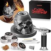 Vista 1 de Cocktail Smoker Kit with Torch, Anmyox Whiskey Smoker Infuser Kit with Gift Box, Bourbon Whiskey Set Gift for Men,Skull old Fashioned Smoker Kit for