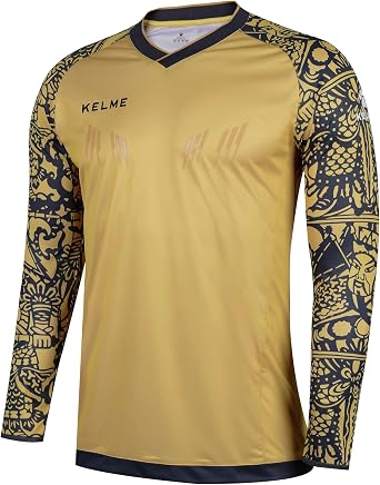 KELME Kids Goalkeeper Soccer Jersey Padded Goalie Football Goalkeeper Jersey Long Sleeve Goalie Shirt Training Soccer Uniform